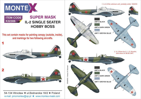 Montex 1/32 masks & markings for IL-2 single seater by Hobby Boss - K32306