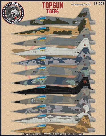Furball decal 1/32 USN Fighter Weapon School TOPGUN Tigers Adversary F-5E - 32-002 Furball decal 1/32 USN Fighter Weapon School TOPGUN Tigers Adversary F-5E - 32-002