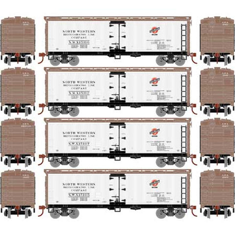 ATHEARN 98495 HO scale 40' Wood Reefer, North Western (4 Pack)