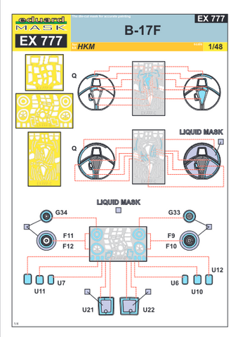 Eduard 1/48 scale paint masks B-17F for HK Models - EX777 Eduard 1/48 scale paint masks B-17F for HK Models - EX777