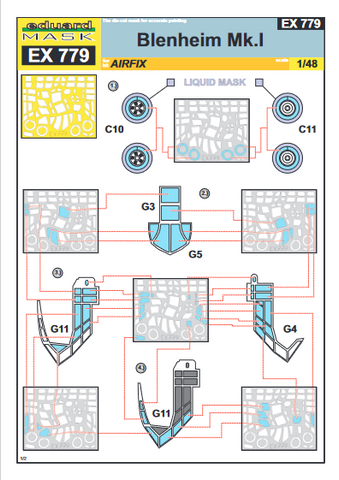 Eduard 1/48 scale paint masks Blenheim Mk. I for Airfix - EX779