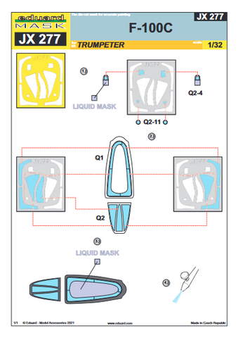 Eduard 1/32 Scale paint mask for F-100C for Trumpeter - JX277