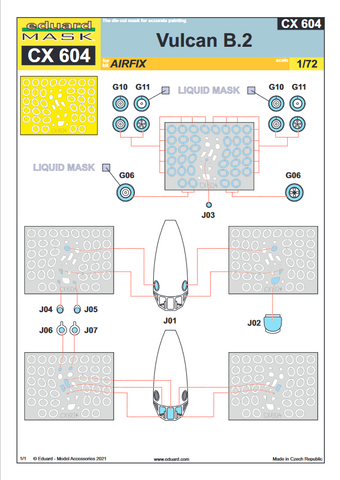 Eduard 1/72 scale Vulcan B.2 paint mask for Airfix - CX604