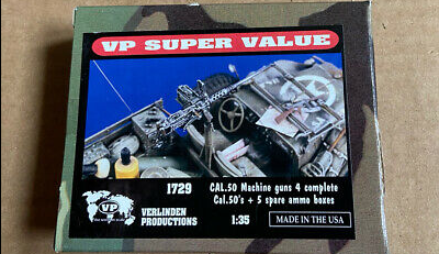Verlinden 1/35 Cal.50 Machine Guns (4 Cal.50´s + 5 Ammo Boxes) - #1729 - NOS
