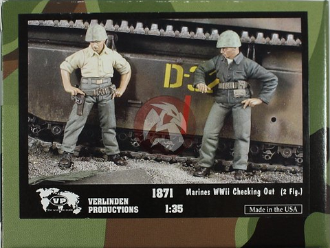Verlinden 1/35 Scale Marines WWII Checking Out (2 figures)  #1871 - NOS