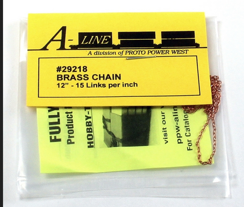 A-Line #29218 HO Scale Brass Chain - (12 Long, 15 Links per Inch)