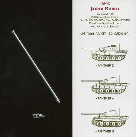 Jordi Rubio 1/35 Scale German Tank Gun 7.5 cm KwK L/70 Panther D, A & G - TG-10