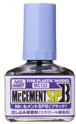 Black Mr Cement for Plastic Models MC132 40mL - Mr Hobby by Gunze Sangyo