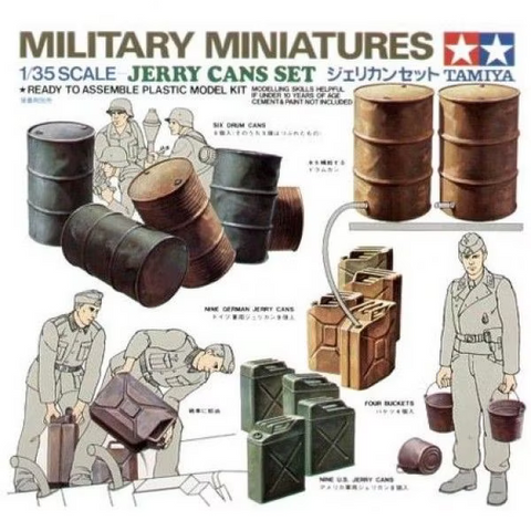 Tamiya 1/35 Scale Military Miniatures Jerry Can Set  - kit #35026