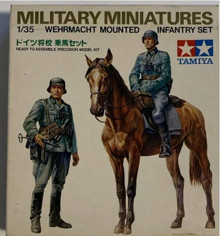 Tamiya 1/35 Scale Wehrmacht Mounted Infantry Set (2 figures, 1 horse)  - Kit MM153