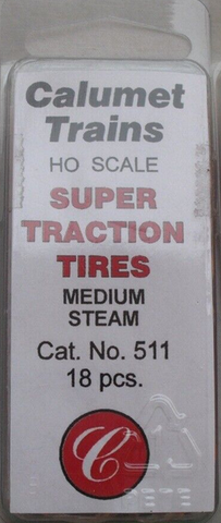 Calumet Trains #511 HO Scale Super Traction Tires Medium Steam - 18 pcs