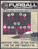 Furball 1/48 Scale F-16 Airframes Reinforcement Plates for Tamiya - FVD-002
