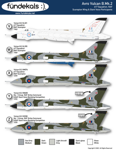 Fundekals 1/72 Scale Decals for Avro Vulcans - FUN72003A revised