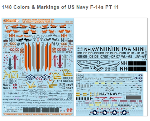 Furball 1/48 decals Colors & Markings of US Navy F-14 Tomcats for Tamiya FDS4820