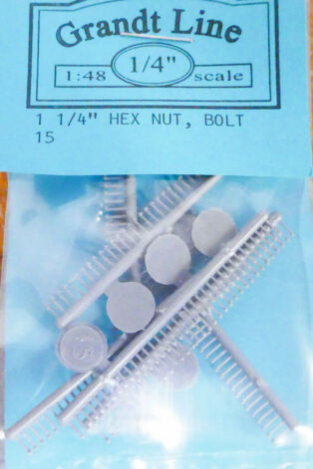 Grandt Line #15 O Scale 1 1/4" Hex Nut, Bolt  Plastic Parts