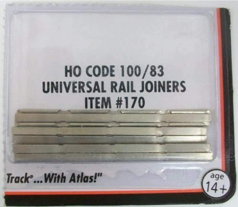 Atlas #170 HO Scale Code 100/83 Nickel Silver 48pcs Rail Joiners