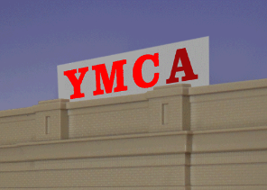 Miller Engineering #2072  Small Horizontal YMCA Neon Sign Suitable for HO & N scales
