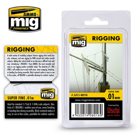 AMMO of MiG (licensed by Uschi) RIGGING WIRE – SUPER FINE 0.01 MM - 2 meters - AMIG8016