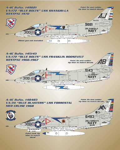 Bullseye Model Aviation 1/48 DecalsA-4C Skyhawk Fleet Hot Rods for Hasegawa - 48015 Bullseye Model Aviation 1/48 DecalsA-4C Skyhawk Fleet Hot Rods for Hasegawa - 48015