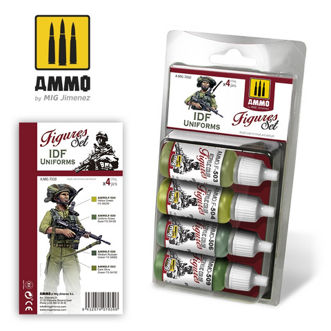 AMMO by MiG Jimenez Figure Acrylic Colors IDF UNIFORMS SET - AMIG7030