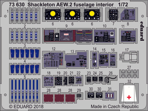 Eduard 1/72 color Photoetch 73630 Shackleton AEW.2 fuselage interior for Airfix