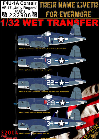 HGW 1/32 wet transfers for F4U-1A Corsair VF-17 Jolly Rogers Part 2 - 232906