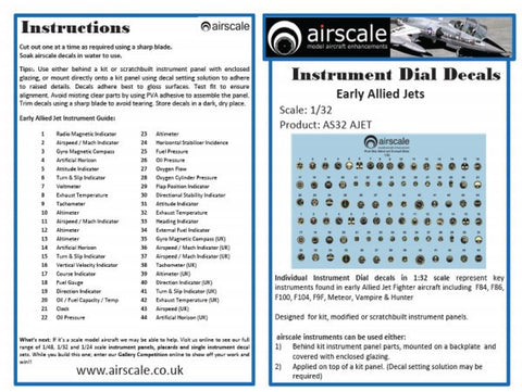 Airscale 1/32 Allied Jets Cockpit decals AS32AJET