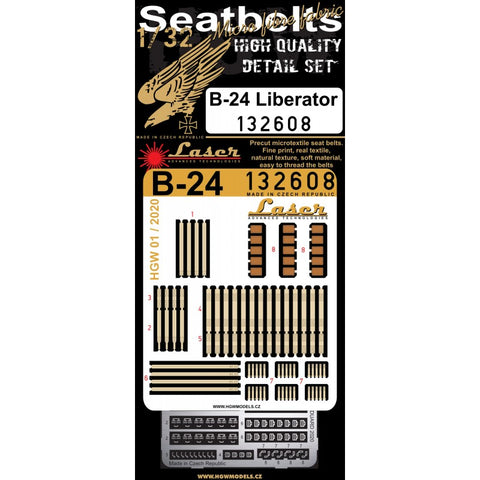 HGW 1/32 scale seatbelts for B-24 Liberator aircraft kit - 132608