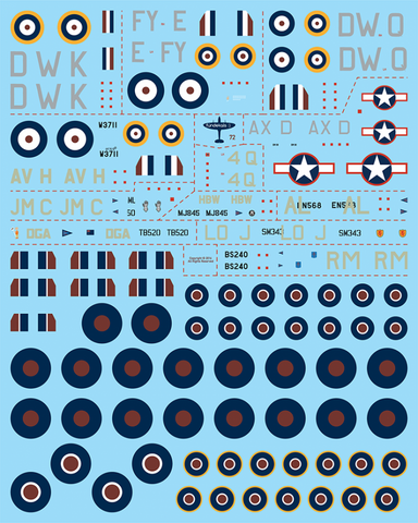 Fundekals 1/72 Scale Decals Spitfire Pt1 for Airfix Eduard Tamiya - FUN72005