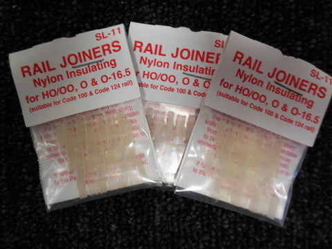 Peco #SL-11 HO/OO, O & O-16.5 Nylon Insulated Rail Joiners - 3 Packs .