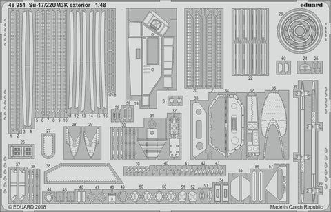 Eduard 1/48 scale Photoetch 48951 - Su-17/22UM3K exterior detail for Kitty Hawk