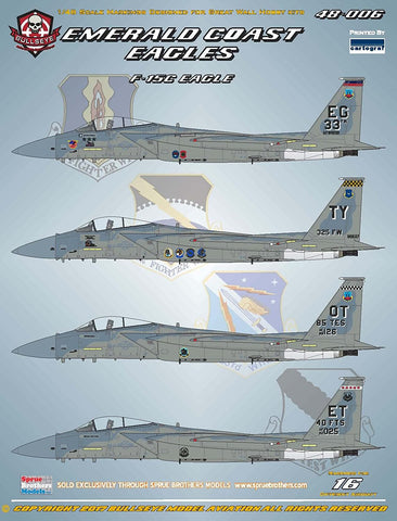 Bullseye Model Aviation 1/48 Decals F-15C Emerald Coast Eagles - 48006