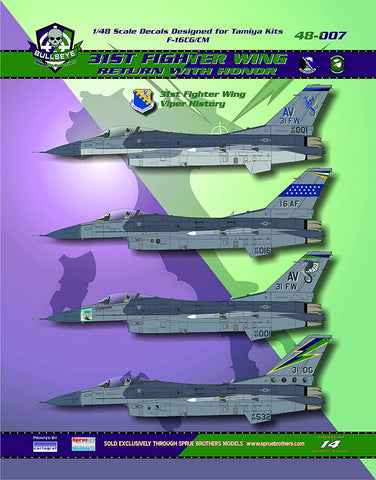 Bullseye Model Aviation 1/48 Decals F-16CG/CM Viper 31st Fighter Wing - 48007