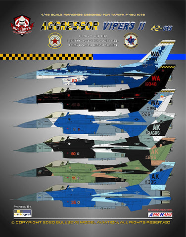 Bullseye Model Aviation 1/48 Decals F-16C Aggressor Vipers II - 48013