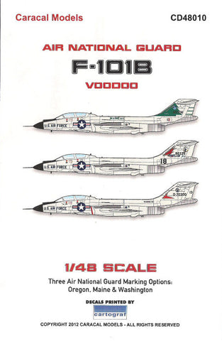 Caracal 1/48 decal for F-101B Voodoo Air Nat'l Guard Revell CD48010