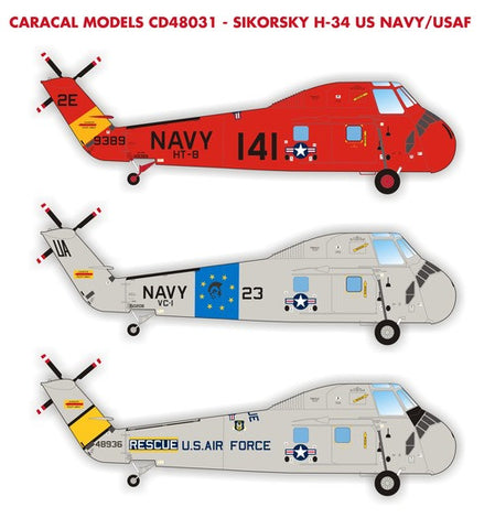 Caracal 1/48 decal Sikorsky H-34 US Navy/USAF Gallery CD48031