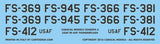 Caracal 1/48 scale decals CD48094 - USAF RF-84F Thunderflash for Tan model kit