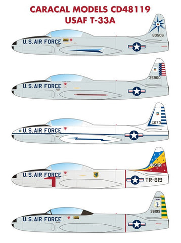 Caracal 1/48 Decal for USAF T-33A Shooting Star for GWH - CD48119