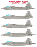 Caracal 1/48 decals for F-22 Raptor Part 1 - CD48166