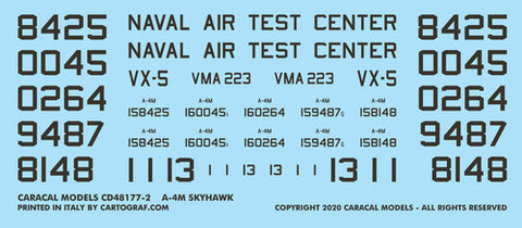 Caracal 1/48 decal CD48177 - markings for A-4M Skyhawk Caracal 1/48 decal CD48177 - markings for A-4M Skyhawk
