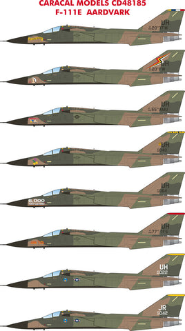 Caracal 1/48 decal CD48185 - F-111E Aardvark markings for Academy kit