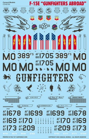 Caracal 1/48 decal CD48190 - F-15E Gunfighters Abroad markings for GWH or Revell kits Caracal 1/48 decal CD48190 - F-15E Gunfighters Abroad markings for GWH or Revell kits