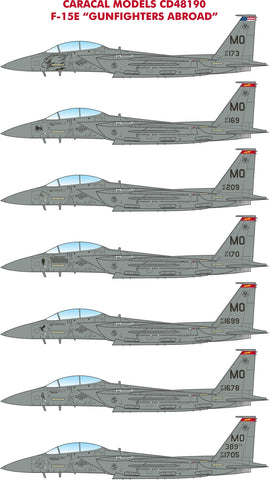 Caracal 1/48 decal CD48190 - F-15E Gunfighters Abroad markings for GWH or Revell kits