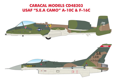 Caracal 1/48 decals CD48203 - USAF S.E.A. Camo A-10C & F-16C