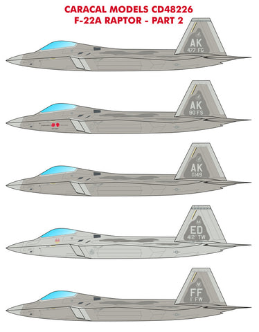 Caracal 1/48 decals for F-22A Raptor Part 2 - CD48226
