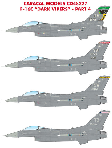 Caracal 1/48 decals for F-16C Dark Vipers 4  - CD48227