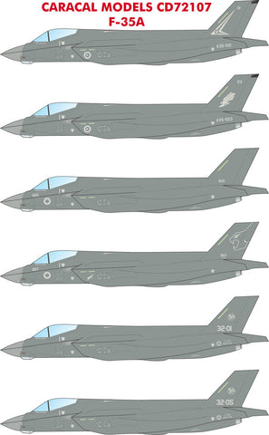 Caracal 1/72 decals CD72107 - F-35A Joint Strike Fighter for Hasegawa