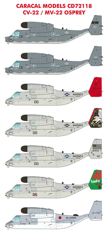 Caracal Models 1/72 decals CD72118 - CV-22/MV-22 Osprey for Hasegawa