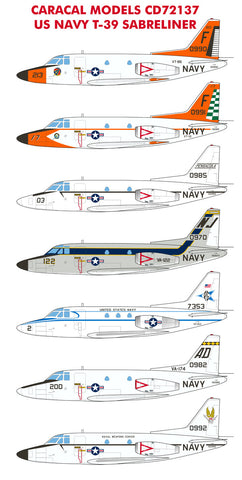 Caracal 1/72 decals for USN T-39 Sabreliner - CD72137 Fits the Sword kit