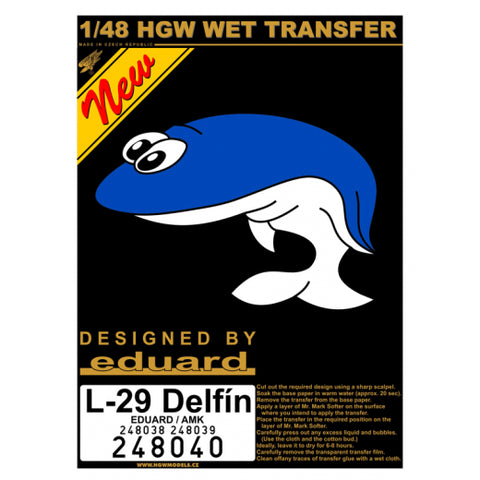 HGW 1/48 scale wet transfer & stencils - L-29 Delfín - 248040 for Eduard or AMK